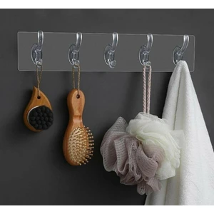 EminHome 5&apos;li Yapışkanlı Şeffaf Duvar Askısı Banyo Mutfak Düzenleyici