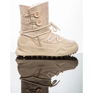 Imershoes Kadın Günlük Süet Bot Bootie Postal Içi Kürklü Düğmeli ve Bağcıklı Kaymaz Taban