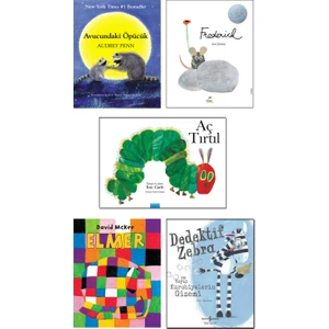 Mikado Yayınları – Avucundaki Öpücük / Audrey Penn + Frederick / Leo Lionni + Aç Tırtıl / Eric Carle + Elmer / David Mckee + Dedektif Zebra / Gill Mclean / 5li Çocuk Kitap Seti
