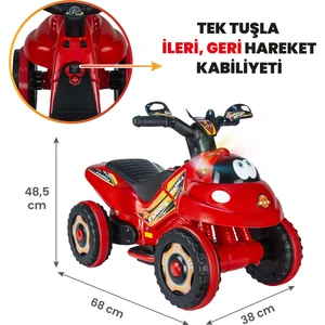 UJ Toys  Akülü Atv 6 V Karınca 2020 Müzikli Işıklı Kırmızı