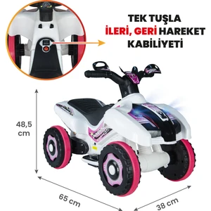 UJ Toys Akülü Atv 6V Ranger-Beyaz Prenses