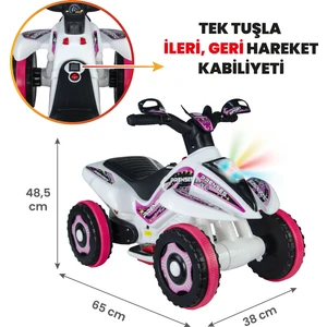 UJ Toys Akülü Atv 6V Safari-Beyaz Prenses