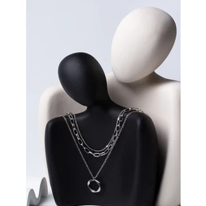 X-lady Accessories Bükümlü Yuvarlak Charm Katmanlı Kolye Gümüş Renk