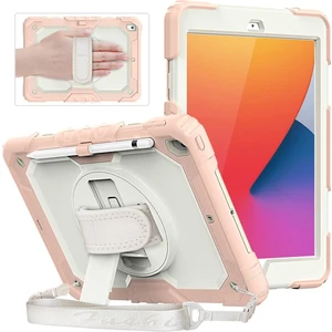 iPad 2021 9. Nesil Strap, Kalemlikli Tablet Kılıfı Darbe Savar Ekran Koruyuculu Askılı 360°DÖNEBILEN Kılıf