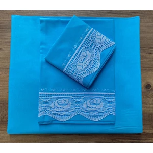 Çeyiz Bahçesi Pikolu Dantelli Mavi Çarşaftakımı