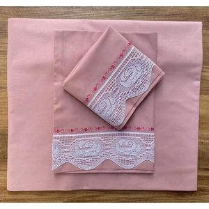 Çeyiz Bahçesi Pikolu Dantelli Pudra Çarşaf Takımı