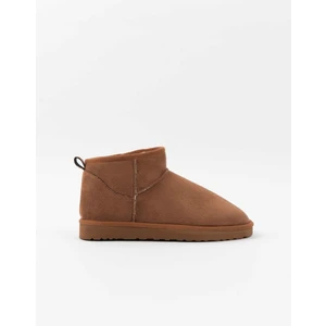 Nişantaşı Shoes Mini Taba Süet Yarım Bot Içi Tüylü Kalın Taban Kadın Ayakkabı