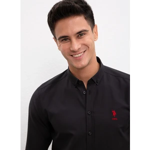 U.S. Polo Assn. Slim Fit Düz Siyah Erkek Gömlek