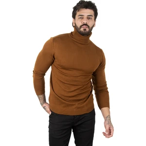 Kahve  Standart Fit Balıkçı Yaka Düz Kazak 2002292