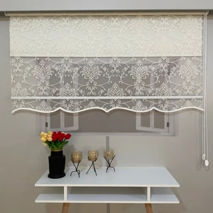 Volper Mekanik VP1620 Çift Mekanizmalı Tül ve Stor Perde Simli Damaks Desenli Etek Dilimli 140 x 260