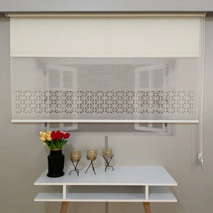 Volper Mekanik LZR1035 Çift Mekanizmalı Modern Lazer Kesim Tül ve Stor Perde (Kırık Beyaz)