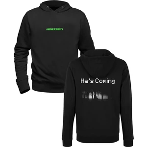 Alfa Tshirt Minecraft Baskılı Siyah Ön Arka Baskılı Sweatshirt