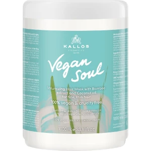 Kallos Cosmetics Vegan Soul Ince Telli Saç Için Bambu Özlü ve Hindistan Cevizi Yağlı  Hacim Veren Saç Maskesi 1000 ml