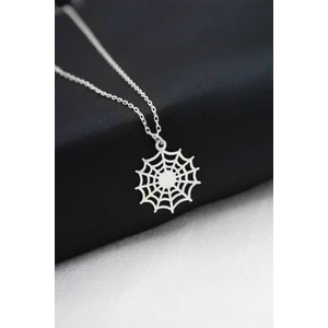 Silver And Silver 925 Ayar Gümüş Beyaz Örümcek Ağı Kolye