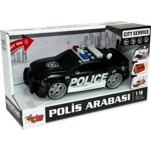 1:16 Sürtmeli Sesli Işıklı Polis Arabası-Siyah