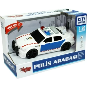 1:20 Sürtmeli Sesli Işıklı Polis Arabası - Beyaz