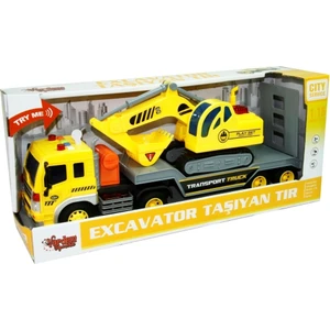 1:16 Sürtmeli Sesli Işıklı Excavator Taşıyan Tır