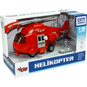 1:20 Sürtmeli Sesli Işıklı Helikopter - Kırmızı