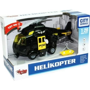 1:20 Sürtmeli Sesli Işıklı Helikopter - Siyah