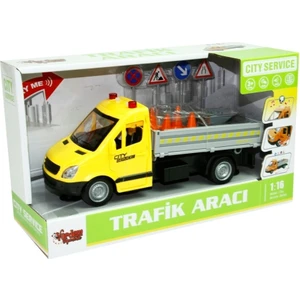 1:16 Sürtmeli Isılı Sesli Yol Trafik Kamyoneti - Sarı