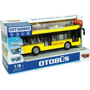 1:16 Sürtmeli Sesli Işıklı Tek Katlı Otobüs - Sarı