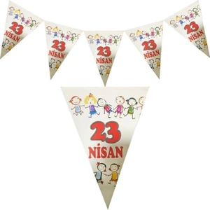 23 Nisan Şertli Bayrak 10'lu Ipli Bayrak (15X25CM Her Biri) Kuşe Kağıt