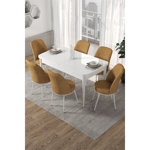 Concept Canisa Kor Serisi 70 x 114 cm Açılabilir Beyaz Mutfak Masa Takımı