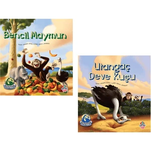 Bencil Maymun + Utangaç Deve Kuşu  Bozkırdan Arkadaşlar  Hikaye Kitabı – Öykü  6 + Yaş  Set 2 Kitap