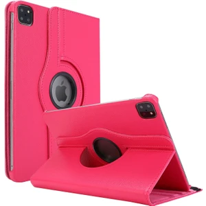 Apple iPad Pro 11'' 2021 3. Nesil Kılıf (A2377-A2459-A2301-A2460) 360 Rotating Stand Deri Pembe