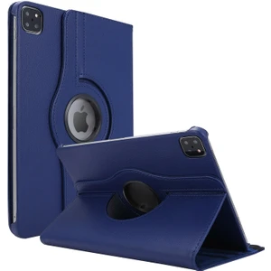 Apple iPad Pro 11'' 2021 3. Nesil Kılıf (A2377-A2459-A2301-A2460) 360 Rotating Stand Deri Lacivert