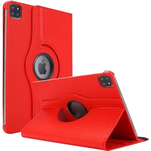Apple iPad Pro 11'' 2021 3. Nesil Kılıf (A2377-A2459-A2301-A2460) 360 Rotating Stand Deri Kırmızı