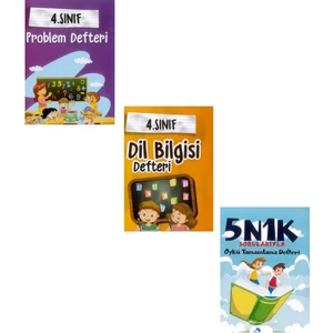 4. Sınıf Problem Defteri + Dil Bilgisi Defteri + Öykü Tamamlama 3 Lü Set
