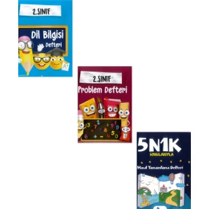 2. Sınıf Problem Defteri + Dil Bilgisi Defteri + Öykü Tamamlama 3 Lü Set