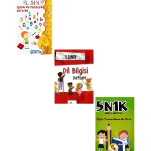 1. Sınıf Problem Defteri + Dil Bilgisi Defteri + Öykü Tamamlama 3 Lü Set