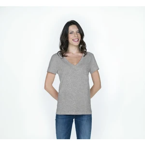 Think Simple Kadın Derin V Yaka Penye T-Shirt- Gri