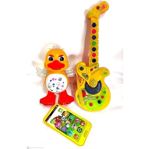 Berat Toys Berattoys 3 Ürün Birarada Türkçe Müzikli Gitar Hayvan Sesli Müzikli Telefon Dans Eden Ördek