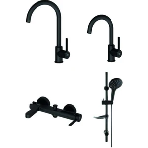 Gpd Gildo Siyah Armatür Musluk Batarya Banyo Seti 4 Parça MTL165-S MBB165-S MTE165-S DST57-S
