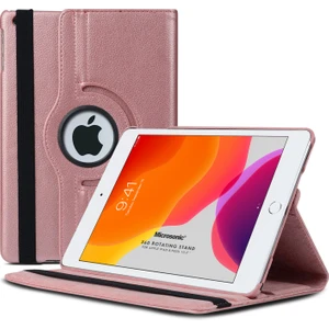 Apple iPad 10.2'' 9. Nesil (A2602-A2604-A2603-A2605) Kılıf 360 Rotating Stand Deri Rose Gold