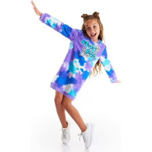 Kız Çocuk Elbisesi Bisiklet Yaka Batik Desenli Günlük Stil 2021 Sonbahar-Kış