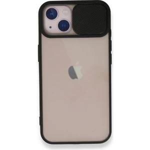 Kzy Apple iPhone 13 Mini Kapak Lensi Açılır Kapanır Kamera Korumalı Kılıf - Siyah