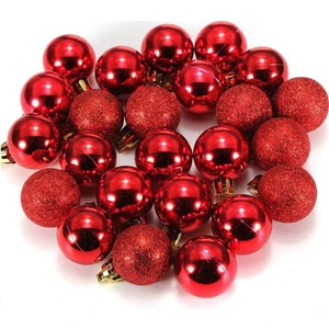 60 Adet Yılbaşı Cici Top Süsü 3 cm Kırmızı Ağaç Süsü