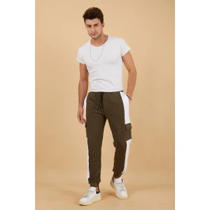 Erkek Slim Fit Ribana Paça Panelli Kargo Cep Eşofman Altı