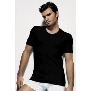 Çift Kaplan Erkek Ribana Bisiklet Yaka Siyah T-Shirt 841