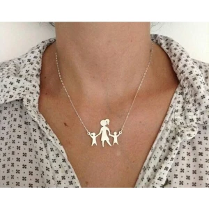Gökdeniz 925 Anne ve Çocuklar Gümüş Kadın Kolye