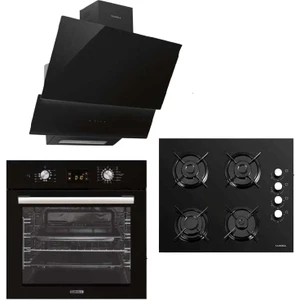 Opal 15 Programlı 3lü Ankastre Set Siyah ( DA-835 Cam Davlumbaz - 40 Tahdf Ankastre Cam Ocak - B66-SGF3 Opall Siyah Ankastre Fırın )