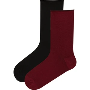 Siyah-Bordo Soft 2li Soket Çorap