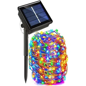 Solar Güneş Enerjili Dış Bahçe Aydınlatma 100 Led Çok Renkli 10 M