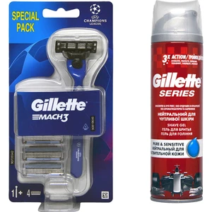 Mach3 Tıraş Makinesi + 4 Yedek Tıraş Bıçağı + Gillette Series Pure &  Tıraş Jeli 200 ml