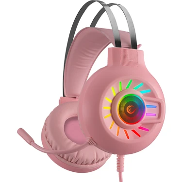 Rampage Rm-k44 Zengibar Pembe 7.1 Surround Rgb Işık Efekti Mikrofonlu Oyuncu