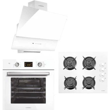 Luxell Opal 15 Programlı 3lü Ankastre Set Beyaz ( DA-835 Cam Davlumbaz - 40 Tahdf Ankastre Cam Ocak
